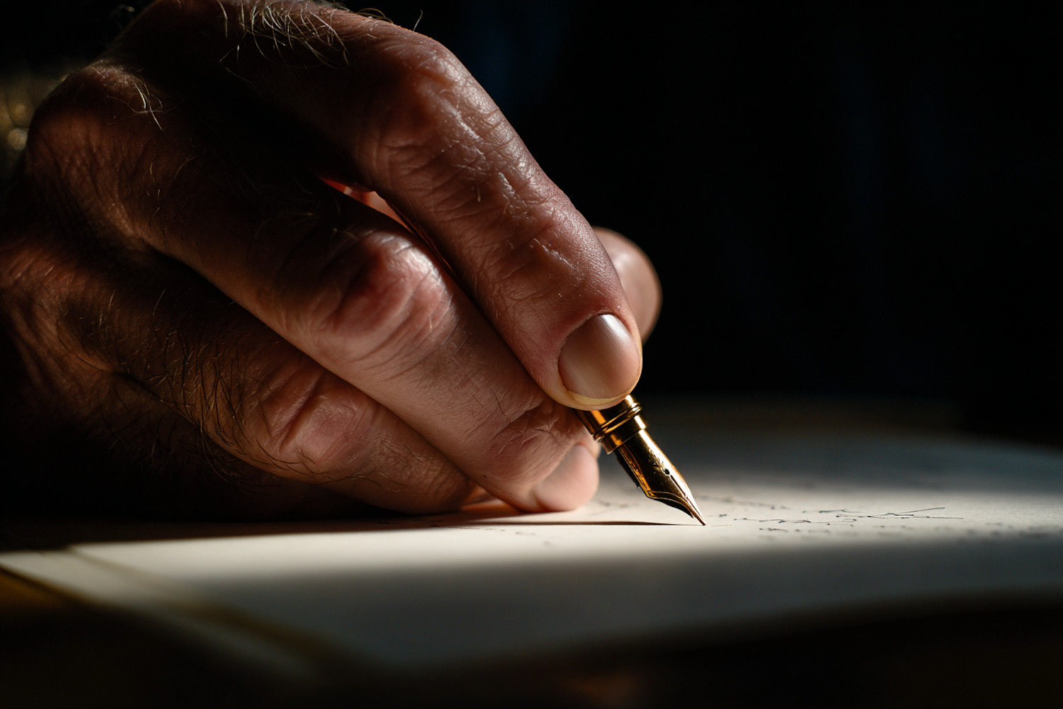 Eine Hand schreibt mit einem Füller einen Brief