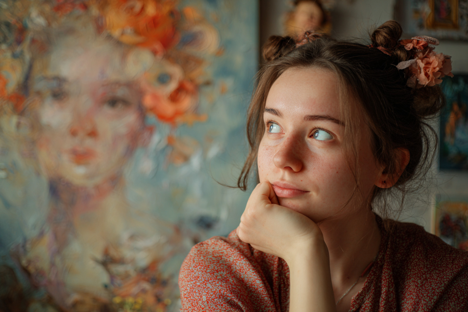 Eine Frau guckt nachdenklich